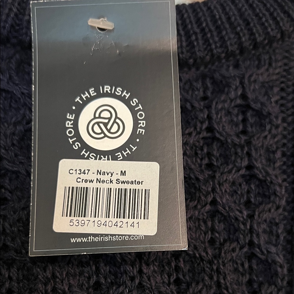 Women’s Cable Crewneck Sweater in Dark Navy - Lightweight Knit - Picture 2 of 7